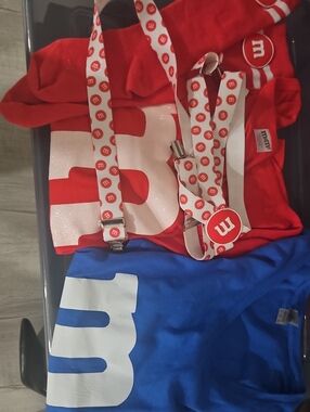 M&M'S Red and White Adult Suspenders W Tees And Socks